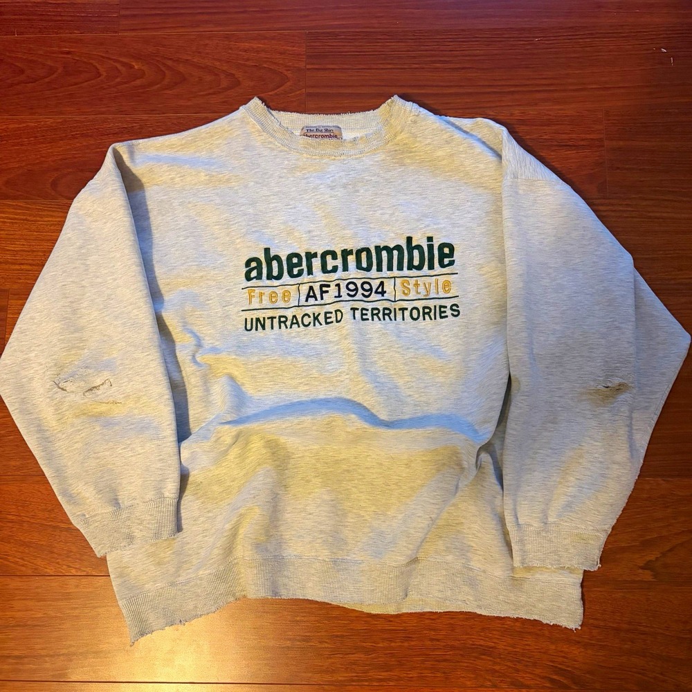 Vintage 1994 Abercrombie &Fitch Men's Thrashed XL The Big Shirt Gray  Sweatshirt